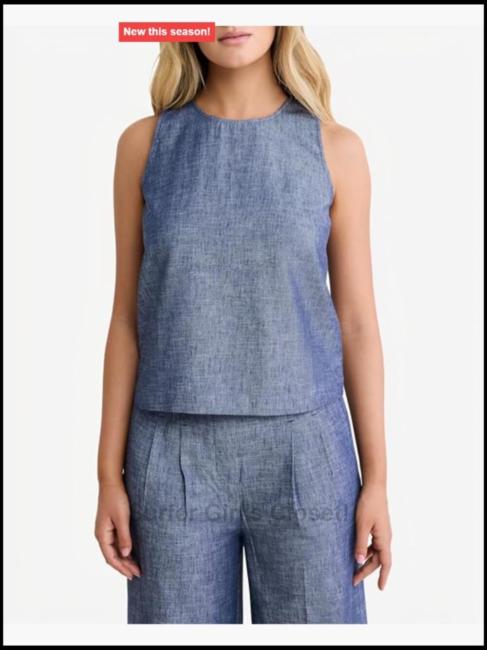 NIC+ZOE Chambray Mix Stevie Tank - Cotton Linen Blend Sleeveless Top